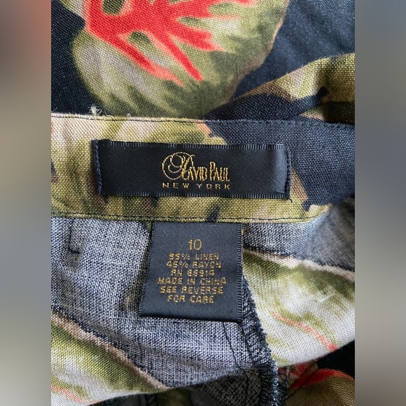 Linen floral tropical print vacation pants size US 10 - Picture 5 of 11